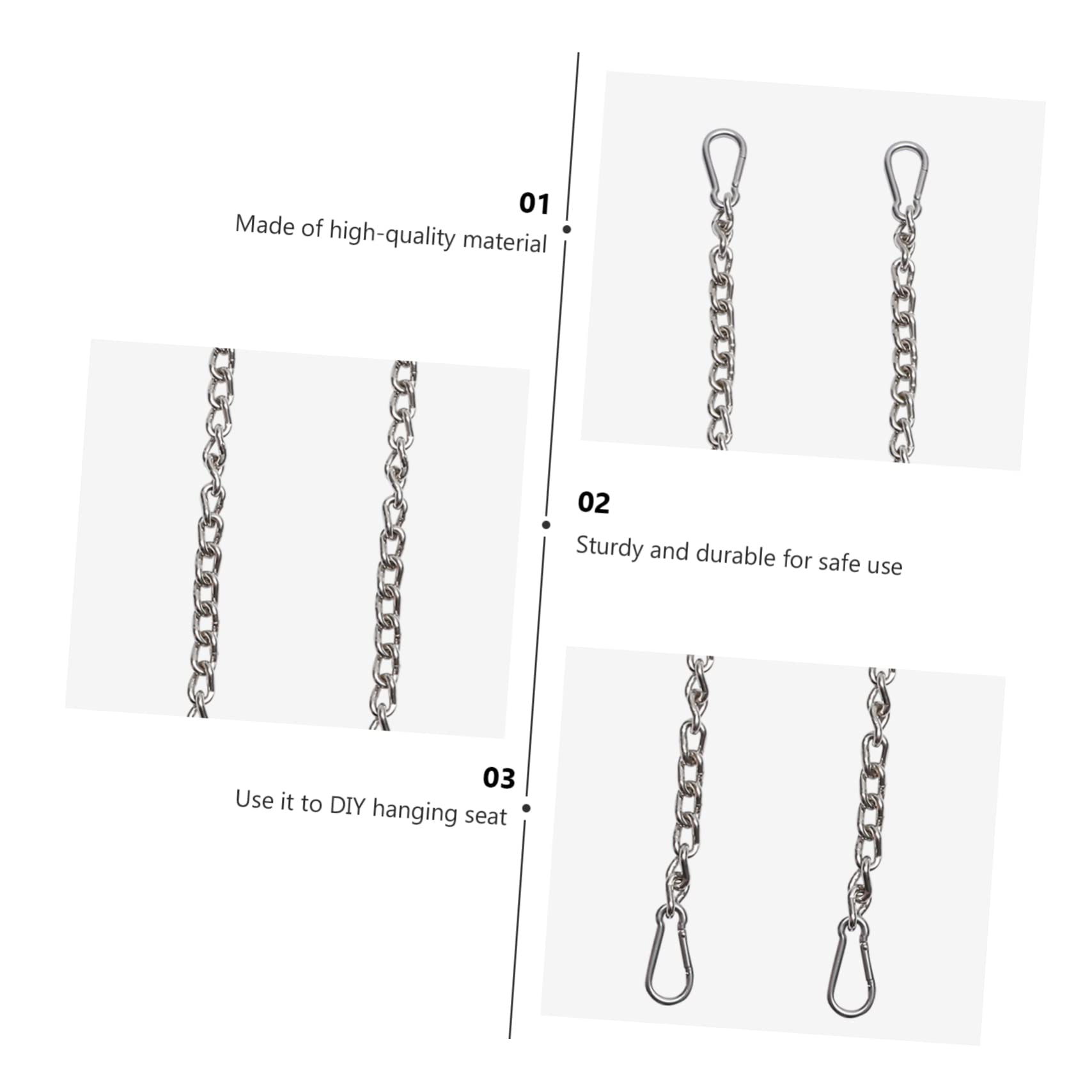 Yardwe 2pièces Sangle Extension pour Hamac Extérieur Kit De Suspension avec Chaînes Utiles Et Mousquetons Accessoires pour Balançoire Et Hamac