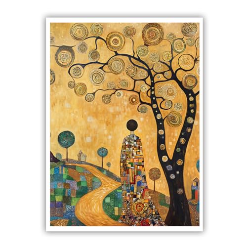 Toile de l’Arbre de Vie art mural mosaïque colorée affiche 40x50cm sans cadre