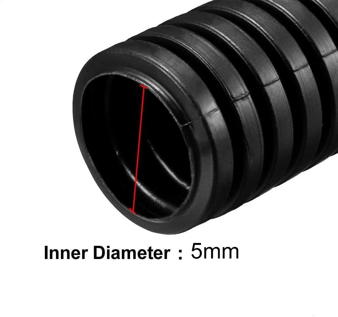 YXQ 5mm Corrugated Tubing Tube PE Plastic Non Split Bellows Pipe Black Electric Conduit Liquid Wire Loom Cable Cover Sleeve(10M Length)