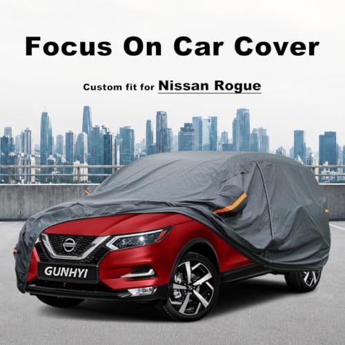 Image of GUNHYI Premium Car Cover Custom Fit Nissan Rogue (2007-2026), 16 Layers Heavy Duty Car Cover Waterproof All Weather with Zipper Door for Sun Rain Snow Dust Uv Protection