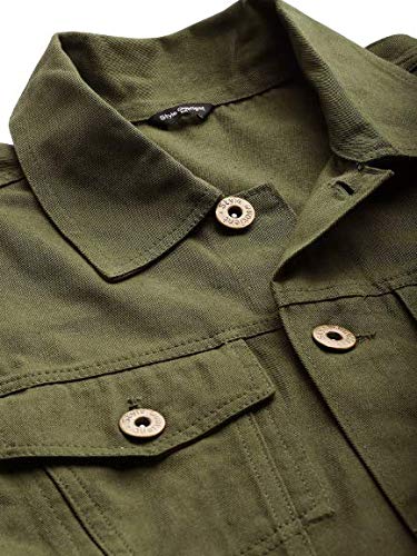 Image of Style Quotient Men Olive Solid Casual Denim Jackets