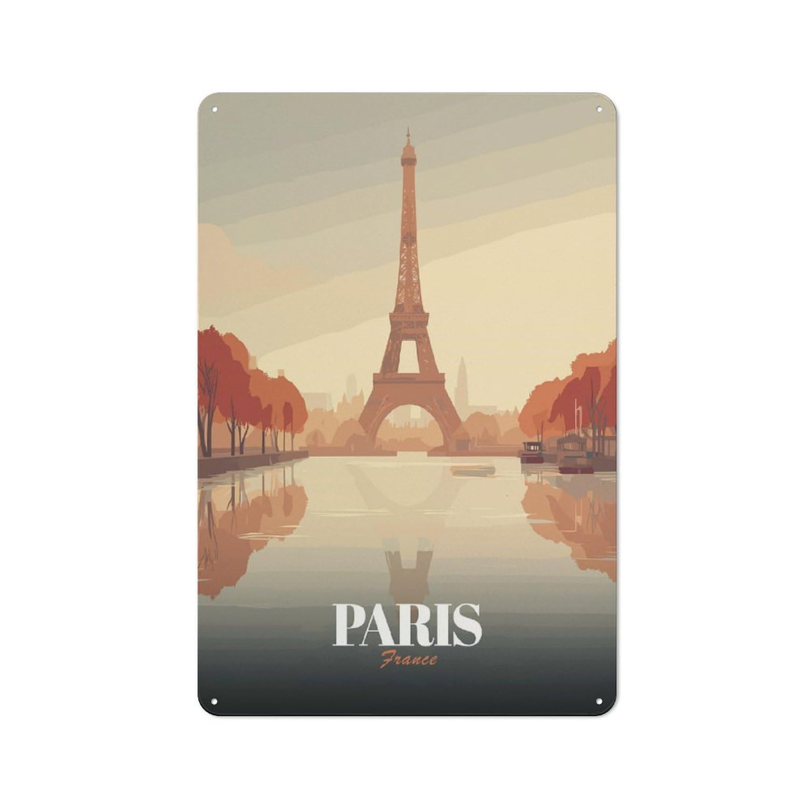 Classic Vintage Metal Sign 30x20cm Featuring Paris Eiffel Tower Travel (3), Classic Pub Decor for Bar, Kitchen, Garage Or Games Room