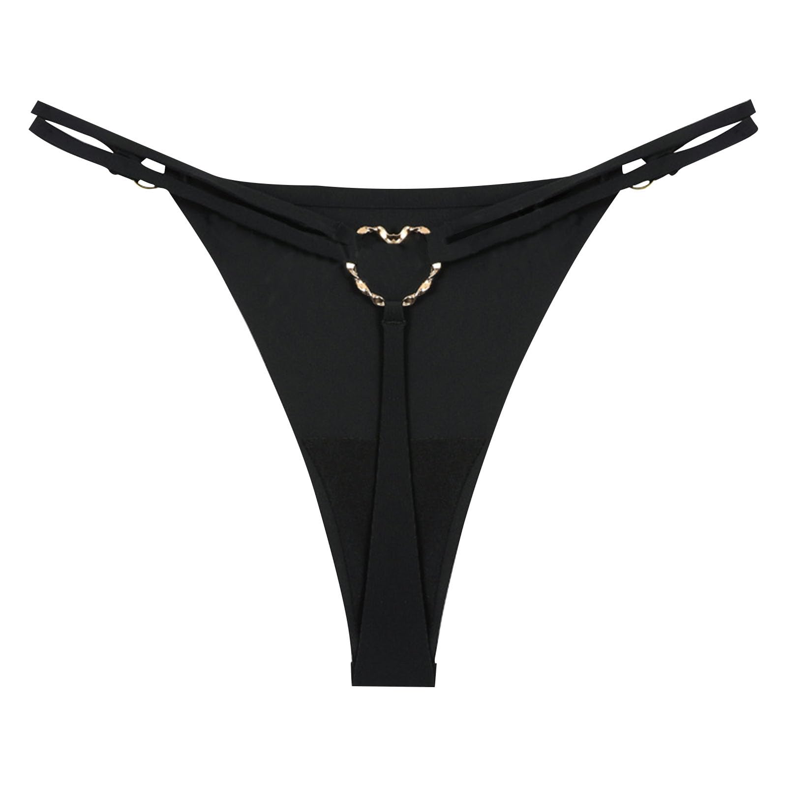 Womens Underwear Metal Ring G-String Cheeky Bikini Briefs Seamless Breathable Soft Comfy Cotton Panties Underpant