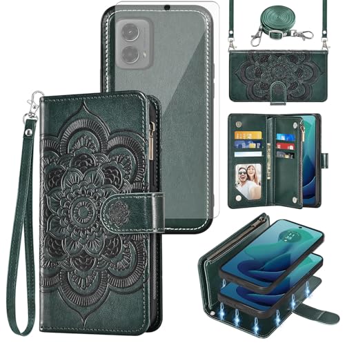 Coque Moto G 5G 2024 Asuwish en simili cuir premium avec étui portefeuille amovible