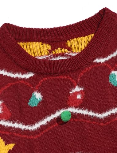 ZAFUL Women Men Ugly Christmas Pullover Sweaters Couple Crew Neck Long Sleeve Knit Xmas Holiday Jumper3