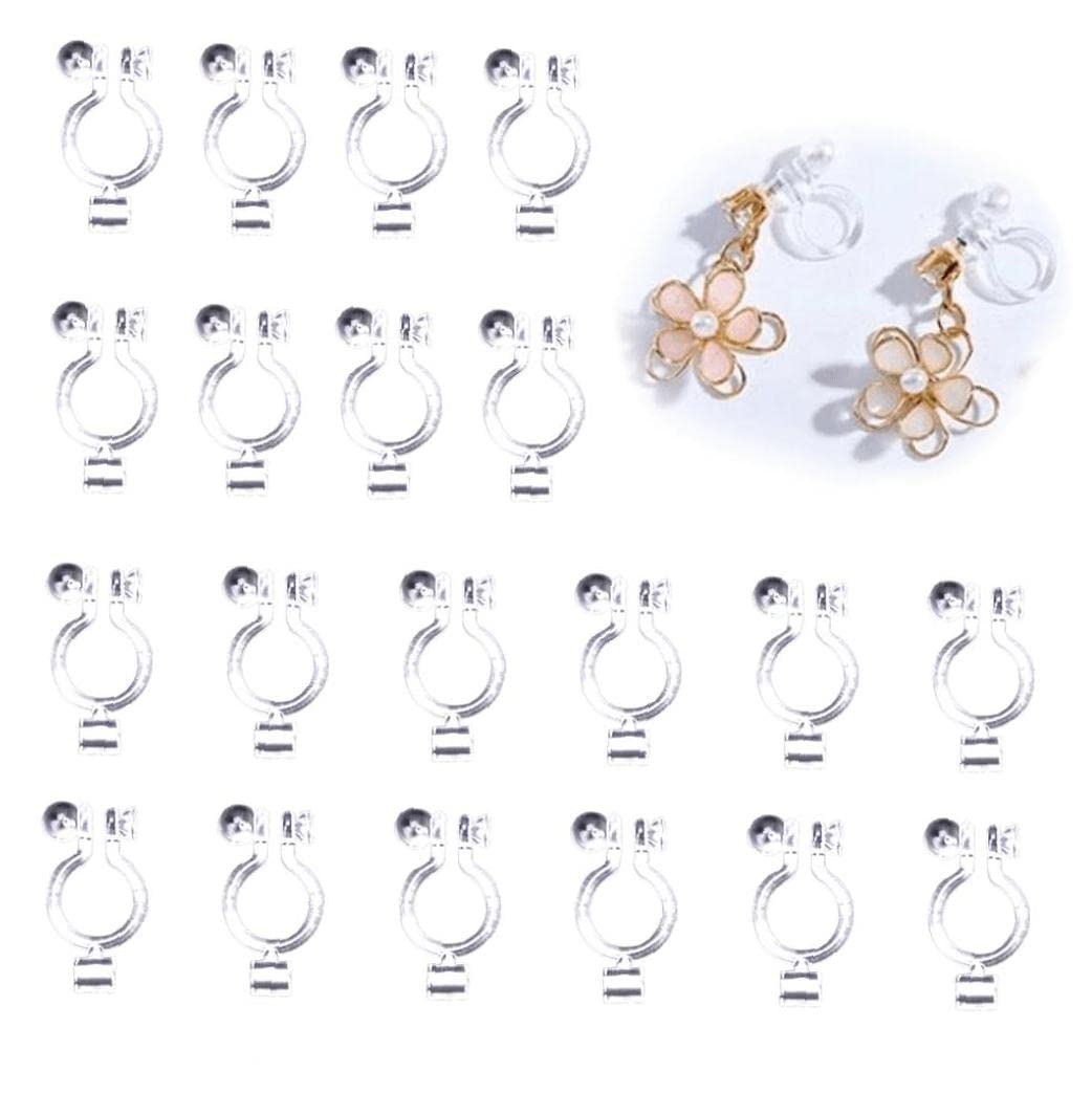 Bopely Transparent 20Pcs Invisible Clip-On Earring Converters For Non Pierced Ears Jewelry Findings