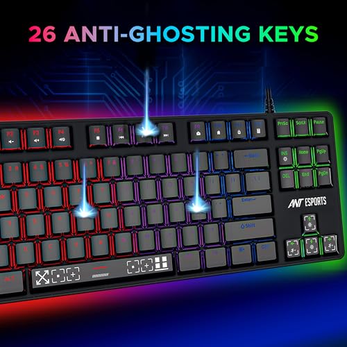 Image of Ant Esports Thunder20 Wired Mechanical Gaming Keyboard and Mouse Combo | TKL Keyboard Rainbow Backlight 26Anti-Ghosting Keys, 6-Button 3600DPI Mouse | USB | PC /Laptop Compatible Red Switch Black