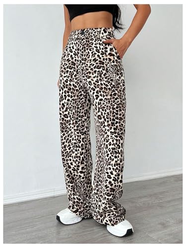 OYOANGLE Women's Graphic Print High Waist Straight Leg Long Pants Y2k Loose Casual Trousers with Pockets3