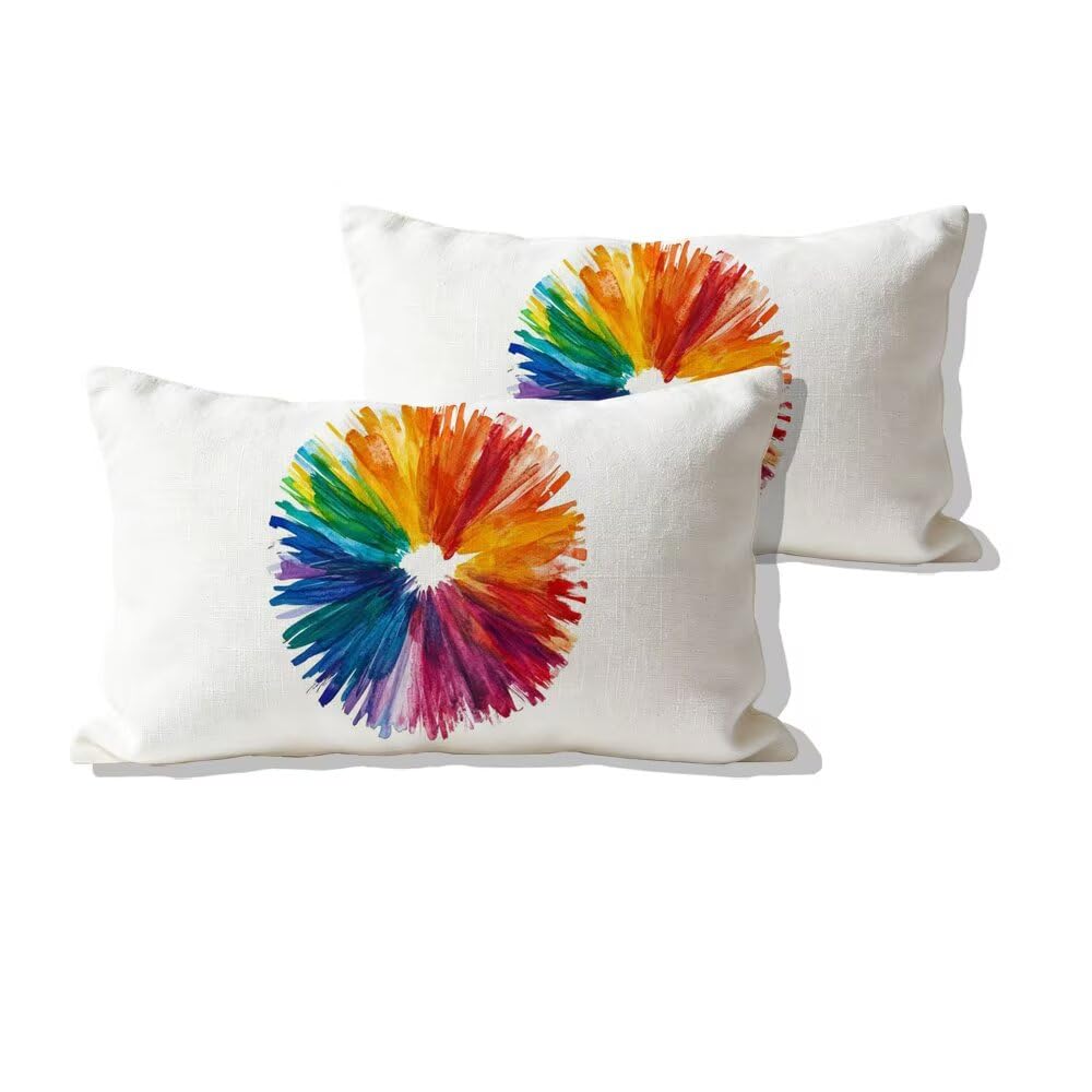 Housse de coussin extérieure imperméable 50x90 lin blanc taie oreiller jardin rectangle