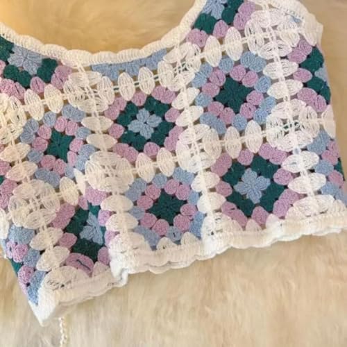 Image of NAIADES Women's Handmade Crochet Crop Top, Sleeveless Top for Women,Comfortable Fit