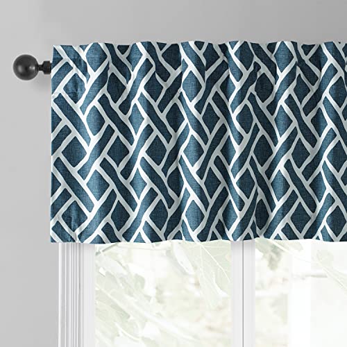 Image of HPD Half Price Drapes Window Valance 50 X 19 Cotton Martinique Printed, PRCT-VLD07D-19, Martinique Blue