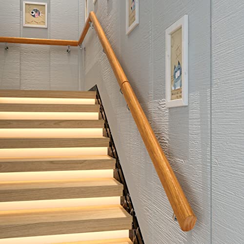 Rampe d'escalier murale en bois 300 cm anti-chute avec support - 8