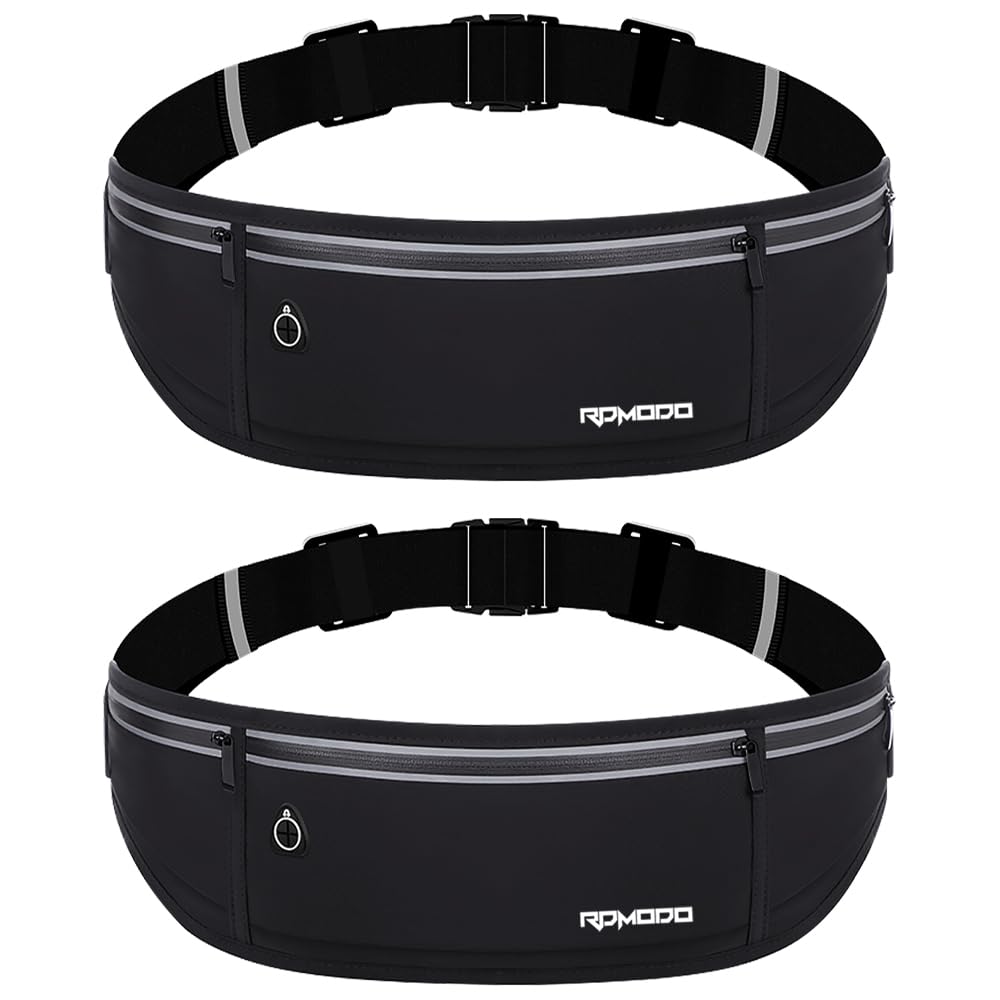 Water Resistant Fanny Packs Set for Women Men, 2 Pack Black