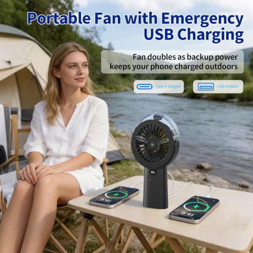 BQSS Handheld Misting Fan Portable for Travel Home Office Outdoor, Black