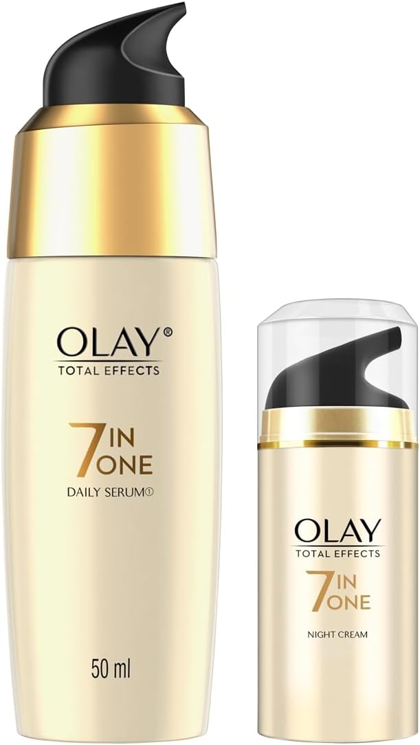 Serum Total Effects 7 in 1, Anti-Ageing Smoothing Serum, 50 ml And Olay Night Cream Total Effects 7 in 1, Anti-Ageing Moisturiser, 50g