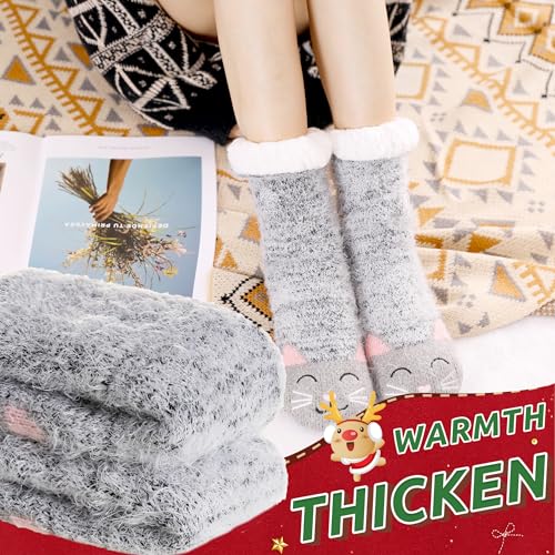 Image of WEVIAS Womens Slipper Socks Fuzzy Winter Thermal Grips Cozy Socks