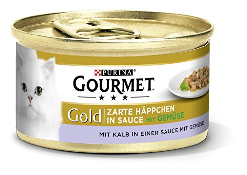 Gourmet Gold Katzenfutter 24er Mix-Pack (2 x 12 x 85g) Komposition Rind/Huhn und Häppchen Kalb