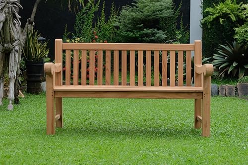 Emporium Furniture Garden Bench Outdoor Wooden Garden Furniture 4 seater Extra Large Salisbury Bench 100% Solid Teak Wood Benches for Parks, Balcony & Garden (3 Seater (150Wx73Dx 92Hcm))
