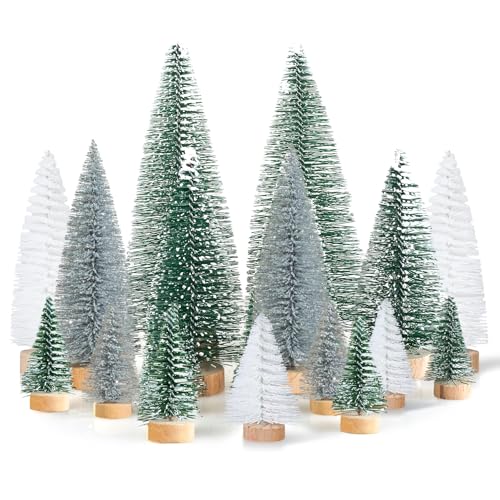 16 Stück Mini Tannenbaum Deko Klein Weihnachtsbaum Grün Silber...