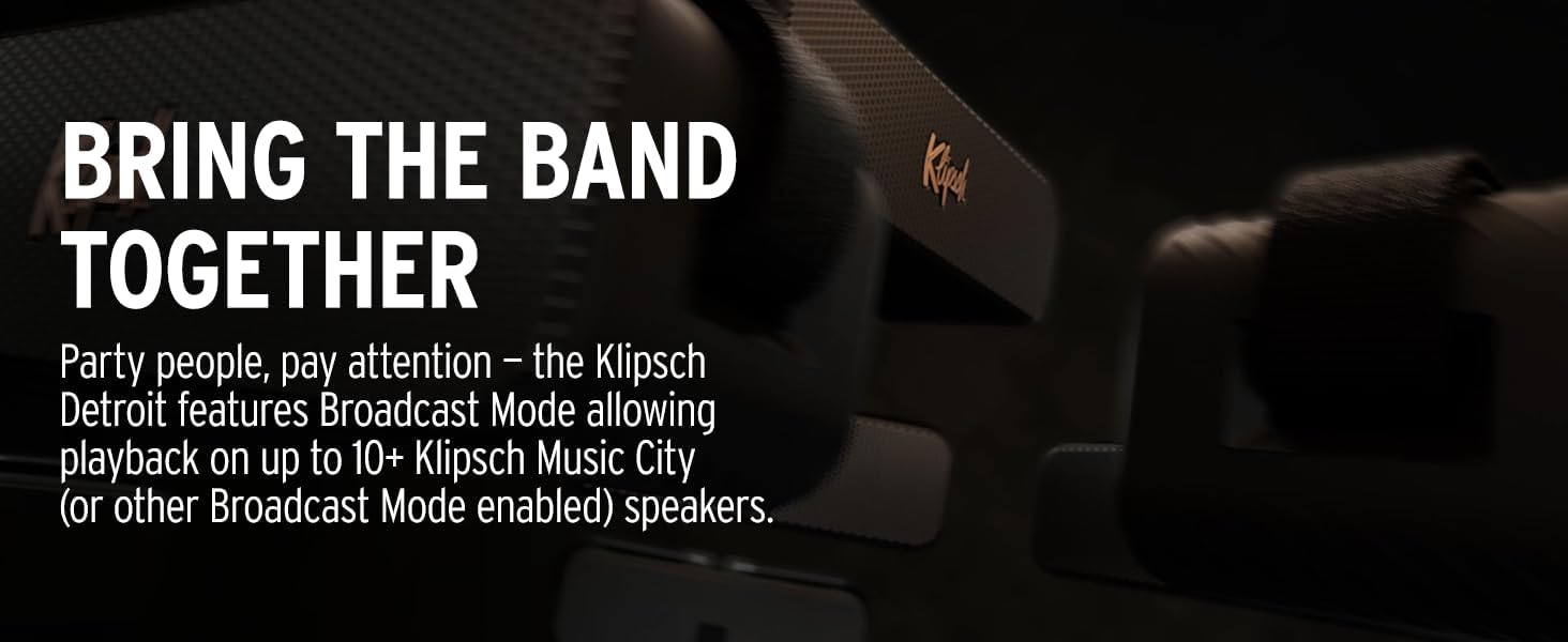 Klipsch KLIPSCH-Detroit Portable Bluetooth Speaker with Full Range Audio and a 2 Year Amber Protection Plan (2023)