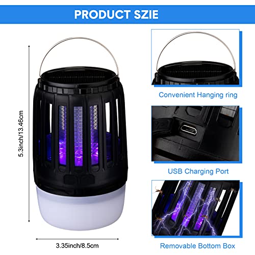 2 Pack 3 In 1 Mosquito Zapper Killer With Solar And Usb Rechargeable Waterproof Mosquito Lamp Gnats Flying Trap For Outdoor & Indoor Led Lantern For Home, Camping, Backyard, Patio #TOP1