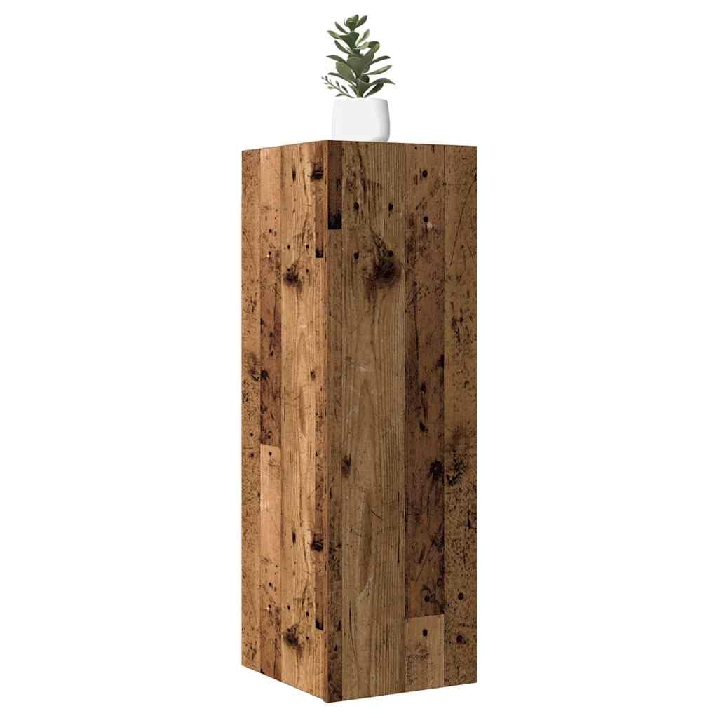 Set of 2 Floating TV Cabinets Reclaimed Wood Look | Engineered wood units measuring 12 x 11.8 x 35.4 inches offer space-saving wall storage for living room media centers.
