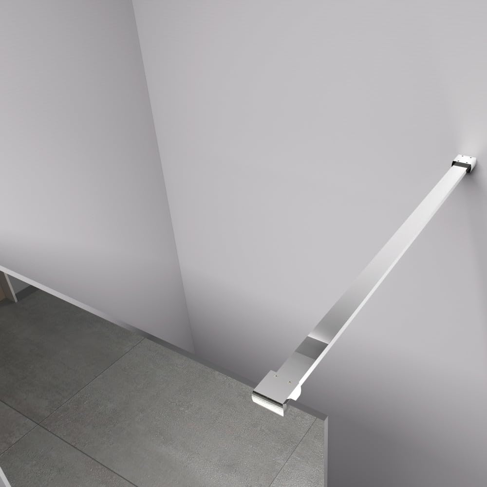 Auria Box Doccia Walk In 120 cm h200 - Cristallo Temperato Specchiato 8mm Anticalcare con Profilo e Barra di Sostegno in Alluminio Cromato ad Installazione Reversibile - Mod. Cleò