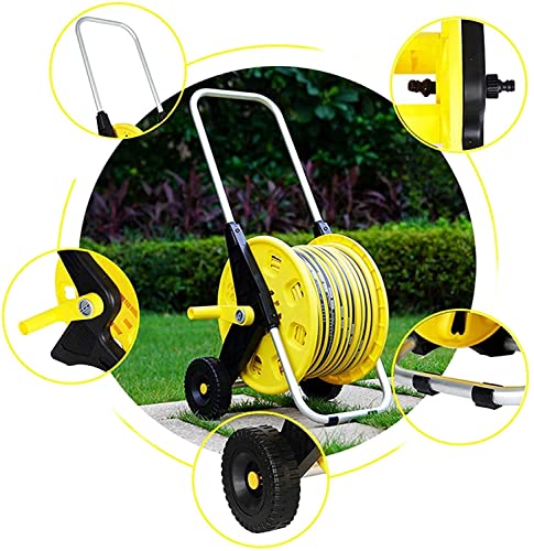 Carro de carrete de manguera de jardín con 2 ruedas, asa, soportes de metal retráctiles de agua portátiles para jardín, césped, granja, manguera de patio (color: tubería de agua de