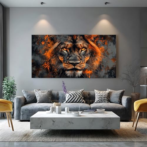 Tableau pop art lion 50x100 cm impression sur toile abstraite pour salon
