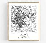 Eleville 8X10 Unframed Taipei Taiwan City View Abstract Road Modern Map Art Print Poster Wall Office Home Decor Minimalist Line Art Hometown Housewarming wgn506