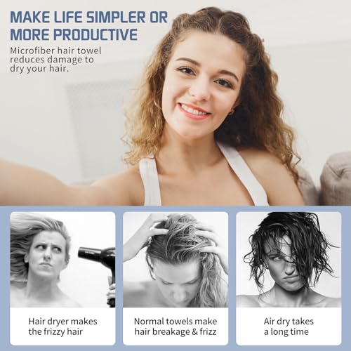 Unaone Pacote com 2 toalhas de secagem de cabelo de microfibra, touca de toalha de cabelo turbante s