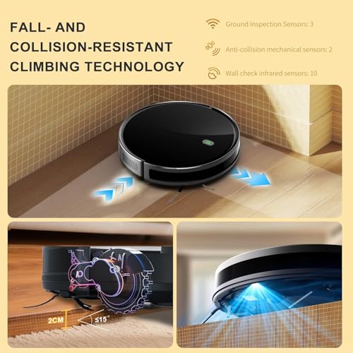 Robot Vacuum and Mop combo, 3500Pa Vacuum Cleaner Robot Navigation with high efficient roller brush, 60dB Robot Vacuum Cleaner with APP Control,Blue tooth, Ideal for Pet Hair, Carpets, Hard Floors — view 5