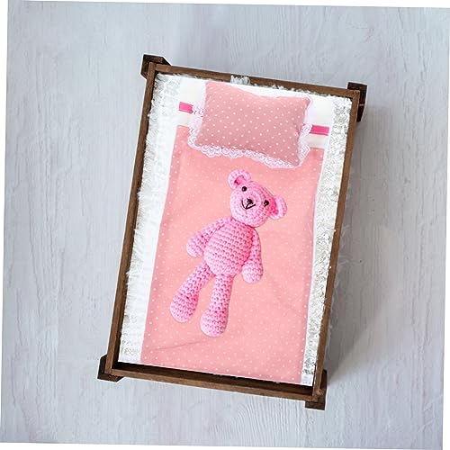 Abaodam Roupa De Cama Para Casa De Bonecas Conjunto De Cama Com Travesseiros Lençol Em Miniatura Min