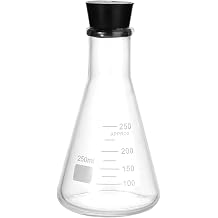 PATIKIL Erlenmeyer Flask, 12 Set 50ml 1.7oz Narrow Mouth Graduated Flasks with Rubber Stopper Borosilicate Glass Flasks with Printed Graduation for Lab Experiment Chemistry Science Study