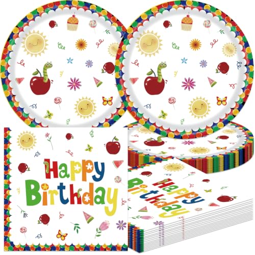 40Pcs Very Hungry Caterpillar Birthday Party Plates and Napkins Decorations