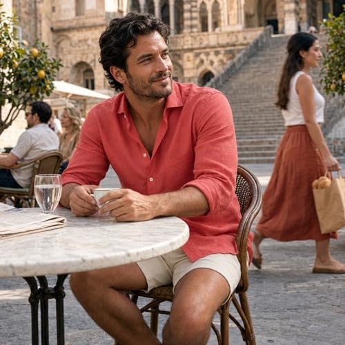 Image of SWIMS Santorini Men's Long Sleeve Linen Stretch Button Down Shirt