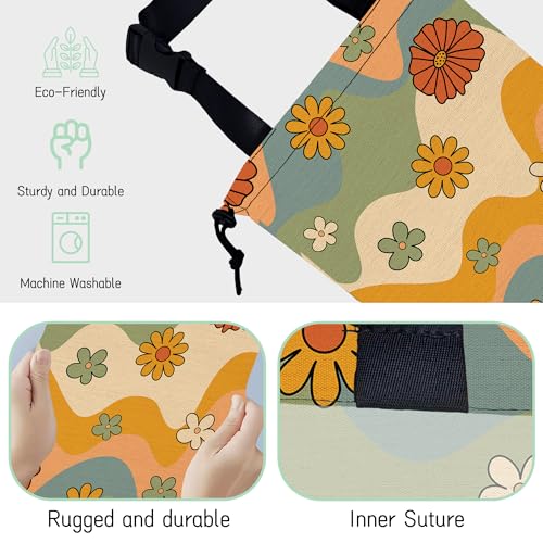 Image of Groovy Floral Waves Car Garbage Bag,Waterproof Small Car Trash Bag Hanging Back of Seat,Drawstring Hanging Car Trash Bag with Adjustable Buckle for Car Accessories