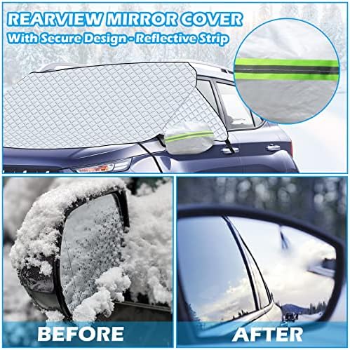 Tevlaphee Windscreen Cover, Windscreen Frost Protector, Car Windshield Cover, Against Snow, Ice, Frost, Dust, Sun, Foldable, 154 * 128cm
