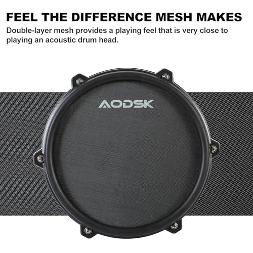 AODSK Electric Drum set for Adults Beginner with 225 Sounds and 15 Drum Kits,USB MIDI,Silent Mesh Drum Set with Heavy Duty Pedals,Contains Drum Throne,Drumsticks,Headphones,UAED-500