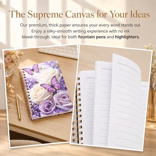 Journal à spirale avec papier de qualité supérieure et illustrations florales - 3