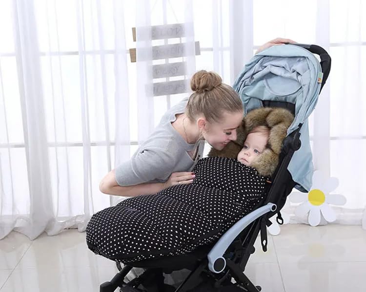 Générique Chancelière Poussette Universelle Confortable Sac de Couchage Bébé Hiver Chaud Imperméable Couverture Emmaillotage pour Poussette, Landaus, Buggy, Siège Auto, Lits Bébé (1, Noir)