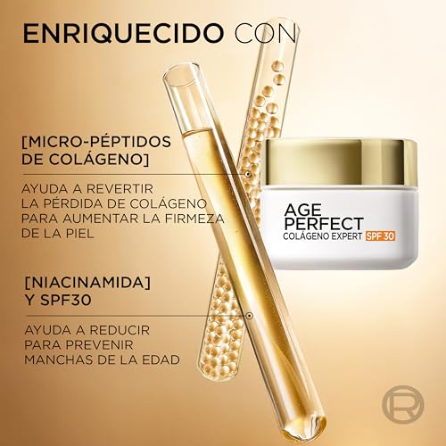 Miniatura 3 de L Oréal Paris, Age Perfect Colágeno Expert, Crema Día Anti Flacidez Para Pieles Madura Con Micro-Péptidos De Colágeno, Niacinamida Y Protección Uv Spf30 Para Reducir Manchas Y Reafirmar La Piel, 50ml