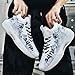 Men's High-Top Basketball Shoes with Anti-Slip and Wear-Resistant Soles Running Shoes with Graffiti Design Fashionable Sports Shoes White Size 8