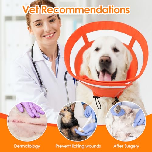 Image of SAWMONG Soft Cone for Dogs - Extra Large Dog Recovery Collar, Adjustable E-Collar to Stop Licking After Surgery (XL, Orange)