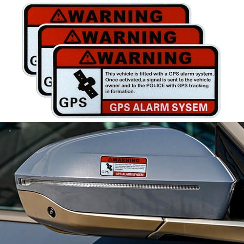 Image of 3PCS 1.6 x 3.2 Inch Warning GPS Alarm System Car Stickers, Automotive Decals, Self Adhesive Car Warning Stickers, Vinyl Car Window S tickers Car Exterior Accessories Universal for SUV Van