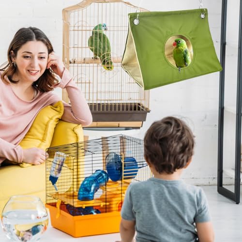 Image of Parrot Hanging Nest House Parrot Hideaway Cave Bed Tent Cozy Snuggle Sleeping Hut Bird Hanging Hammock for Parakeets, African Grey, Cockatoo, Amazon Parrots, Cockatiels.(Blue)