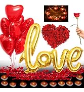 Kit Decorazioni San Valentino - 28 Pezzi Palloncini A Cuore E Orso, 500 Petali Di Rosa Finti Rossi, Palloncini I Love You, Nastri, Regalo Anniversario - 6