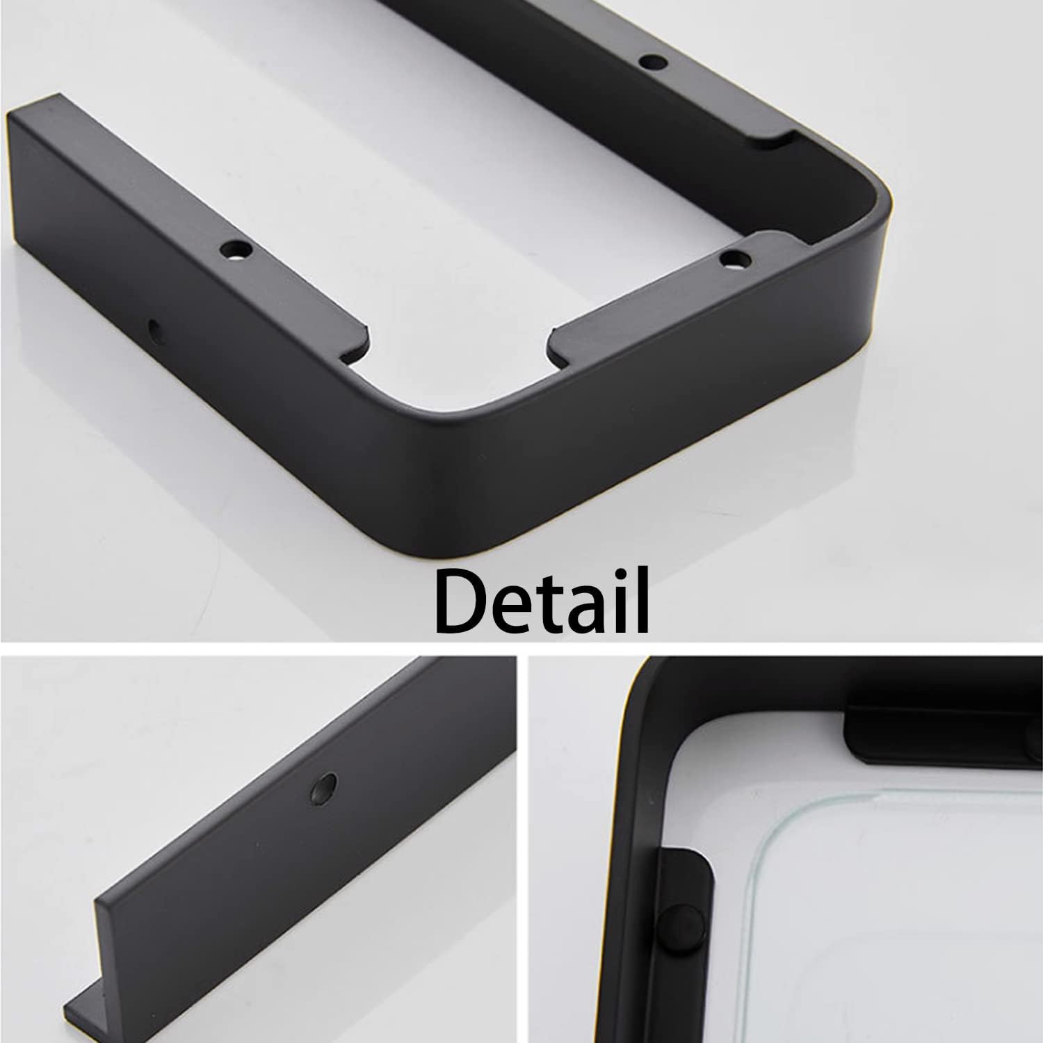 15.7in Bathroom Wall Shelf (2 Tier), Glass Shelf for Wall Mounted, Black Shower Caddy Shelves, Bathroom Shelves with Towel Holder for Shower Organization and Storage