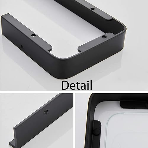 Miniatura 10 de Estante de pared de baño de 15.7 pulgadas, estantes negros para ducha con vidrio templado, estantes de baño montados en la pared, estante 1