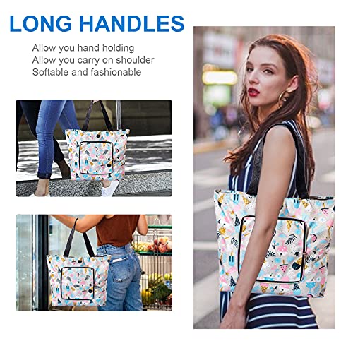 Aflngle Reusable Shopping Grocery Bags Washable Foldable Shopping Bags Waterproof Large Capacity Shopping Tote Bag Eco-Friendly Lightweight Purse Bag #TOP4
